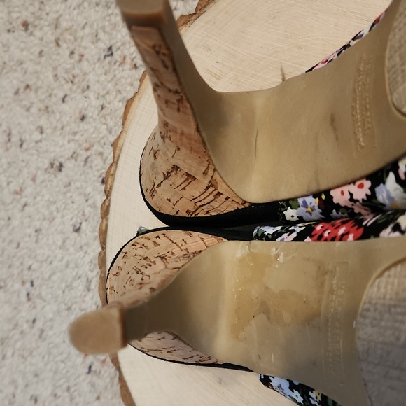 Rampage Girasole Black Bow Floral Design Open Toe Heels Sz 7M - Picture 11 of 11